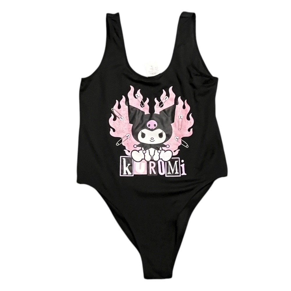 Sanrio Kuromi Graphic Bodysuit Black Mall Goth Alt Emo Pastel Goth Grunge Y2K